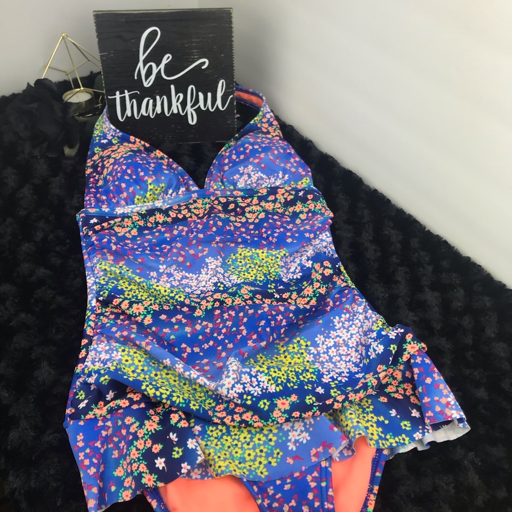 Neon Floral One Piece Swimsuit - Picture 7 of 16